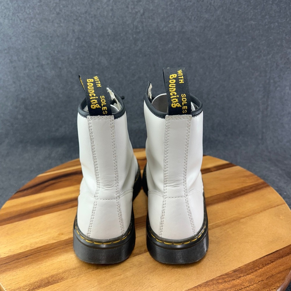 Dr. Martens AirWair Zavala Leather Combat Boots White Men's Size 7 Womens 8 - Picture 6 of 10